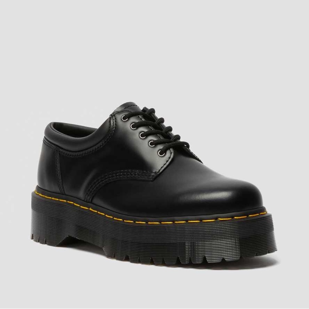 8053 Quad Black Platform Smooth Leather Doc Martens
